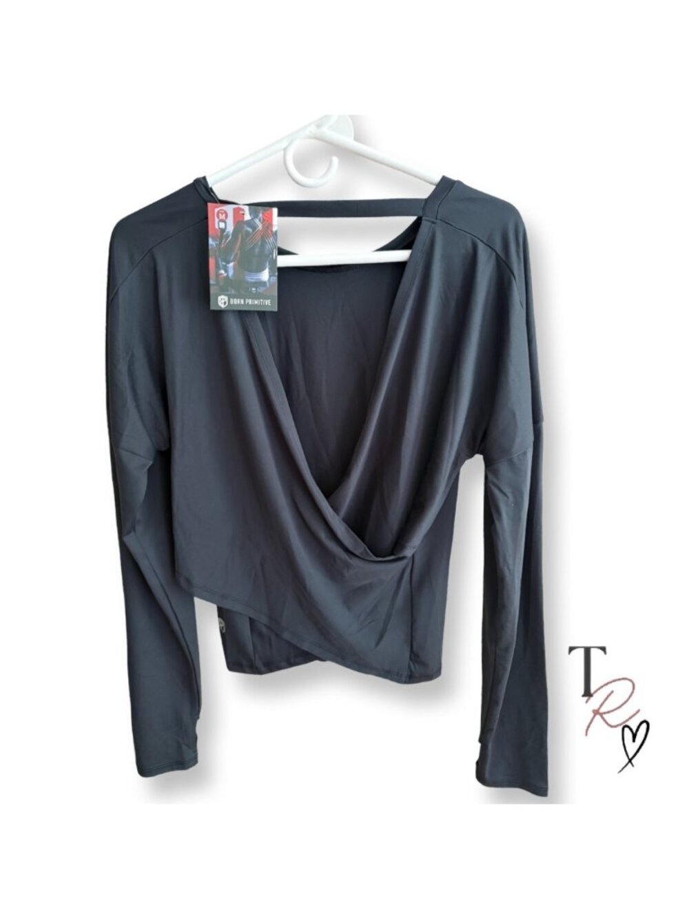 Born Primitive NWT Open Back Long Sleeve Activewear Top Charcoal Grey Medium